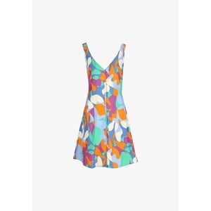 FRNCH Paris Abstract Geometric Print Button Front Mini Dress Blue Orange XS NEW